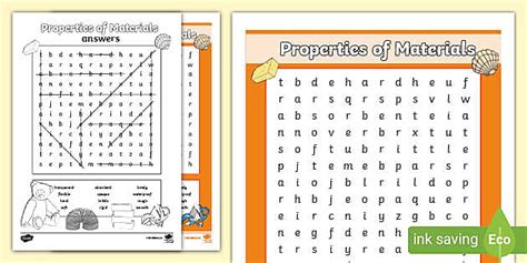 Properties Of Materials Word Search Ks1 Teacher Made