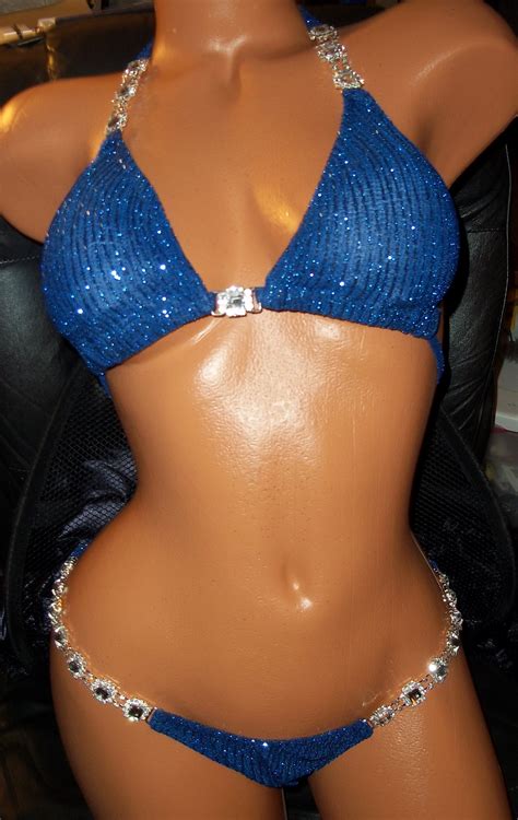 Style 971 Royal Blue With Metallic Swirls Competition Bikini With
