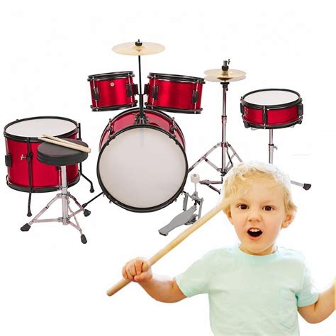 Junior Kids Drum Set And Throne 16 5 Piece Complete Kids Metallic