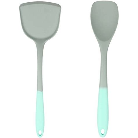 Two Color Silicone Non Stick Cookware Set Of 2 Kitchen Spoons Spatula