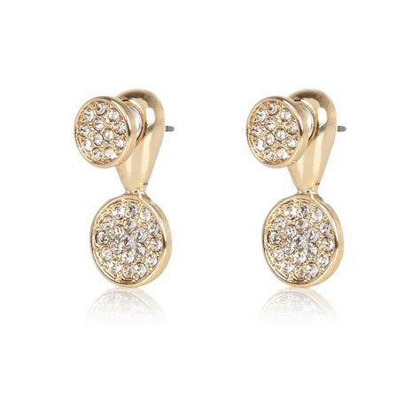 Lyst River Island Gold Tone Pave Disc Front And Back Earrings In Metallic