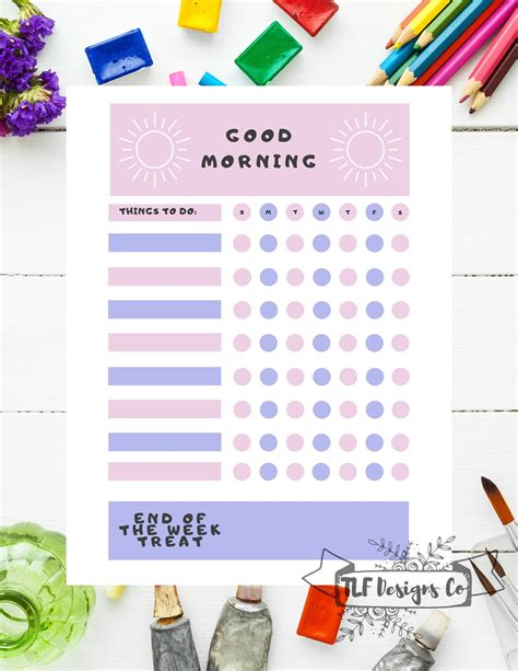 Good Morning Chore List Childrens Job Poster Daily Task Etsy In 2020