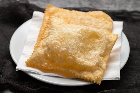 Typical Brazilian Fried Pastry On White Plate Stock Photo Image Of