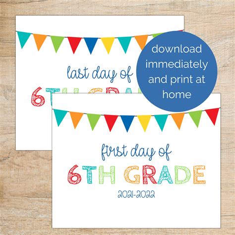 Printable First Day Of 6th Grade Sign Last Day Of 6th Grade Etsy Uk