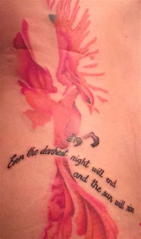Watercolor Phoenix With Les Miserables Quote Tattoos Foot Tattoos