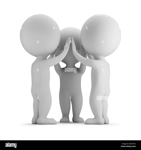 3d Small People Rejoicing Success 3d Image White Background Stock