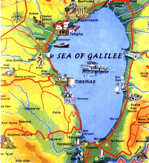 Sea Of Galilee Map And Touring Routes