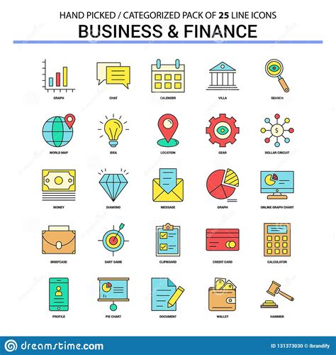 Business And Finance Flat Line Icon Set Business Concept Icons Stock