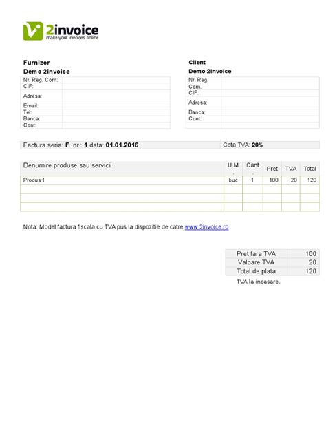 Model Factura Cu Tva Pdf