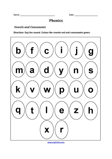 Vowel And Consonant Worksheets