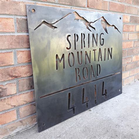 Large Metal Hanging Address Sign Mountain House Number Street Name