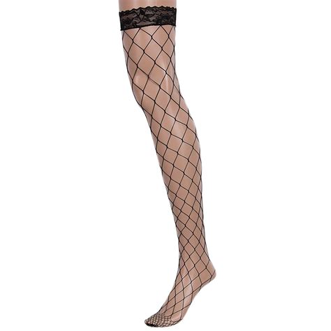 1pair Sexy Womens Hosiery Lace Top Stay Up Thigh High Stockingsladies Hollow Out Mesh Nets