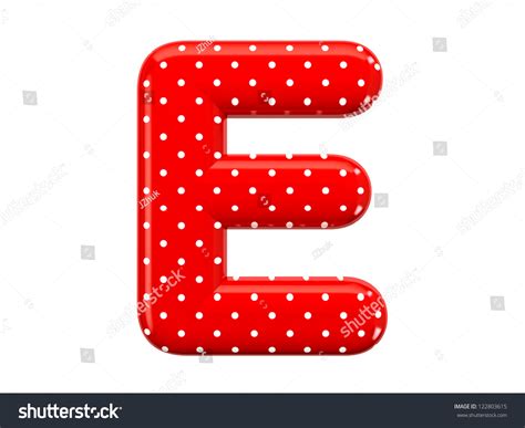 The Bright Red Letter E With A Festive Pattern And Isolated On A White