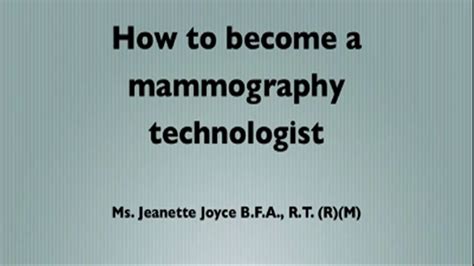 Become A Mammography Technologist Youtube