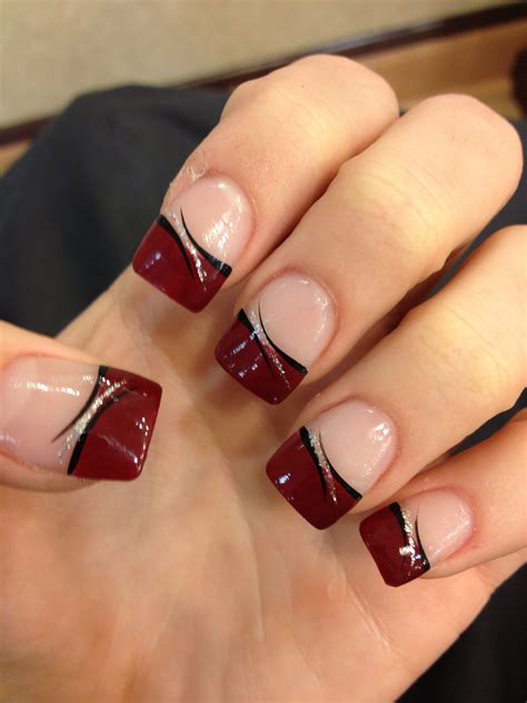 Maroon Acrylic Nails Designs - template