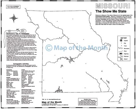 Missouri Map Blank Outline Map 16 By 20 Inches Activities Included