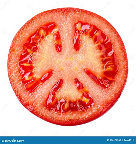 Tomato Slice Isolated On White Background Top View Stock Photo Image