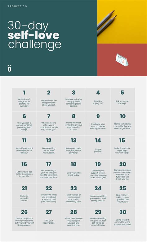 30 Day Self Love Challenge For You To Practice Every Day