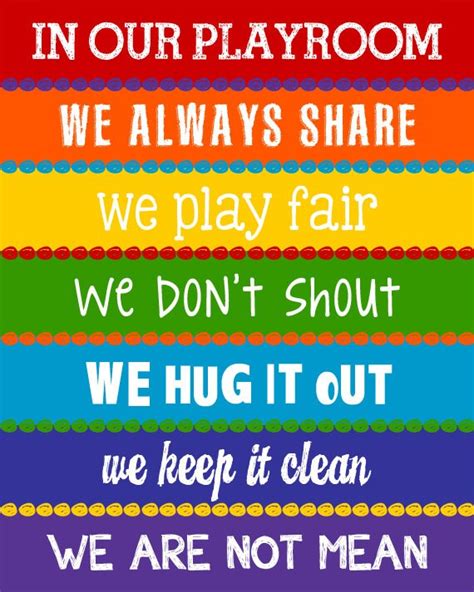 Playroom Rules Sign Childrens Wall Art Kids Room Decor