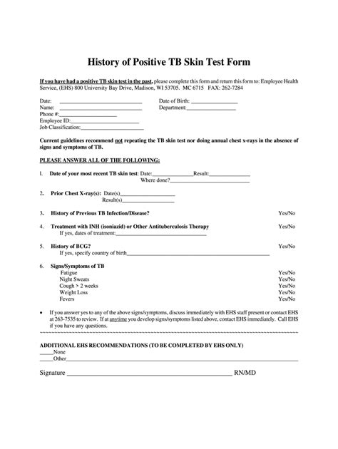 Free Printable Two Step Tb Test Form