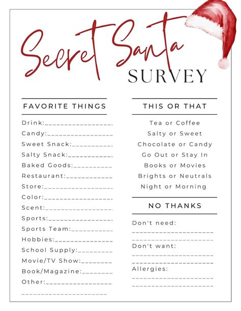 Secret Santa Survey Etsy In 2023 Secret Santa Christmas Planning