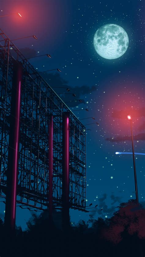Starry Night Anime Night Sky Background Trains Artwork Fantasy Art