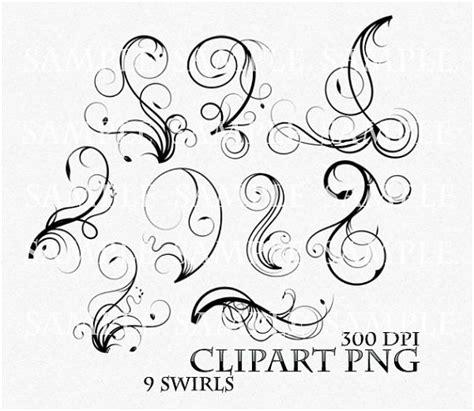 Swirl Clipart Clip Art Vector Flourish Png Digital Scrapbook Victorian