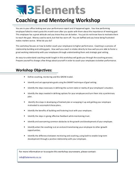 Coaching And Mentoring Workshop