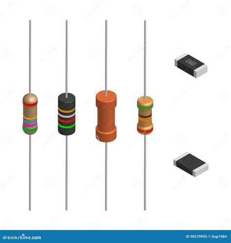 Set Of Different Resistors In 3d Vector Illustration Stock Vector