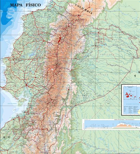 Mapa Físico Del Ecuador Tamaño Completo