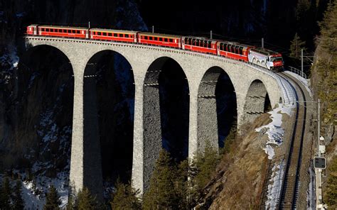 Train Railway Bridge Switzerland Nature Trees