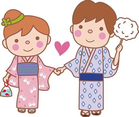 Couple In Yukata On A Date Clipart Free Download Transparent Png