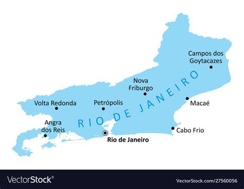 Rio De Janeiro State Cities Map Royalty Free Vector Image