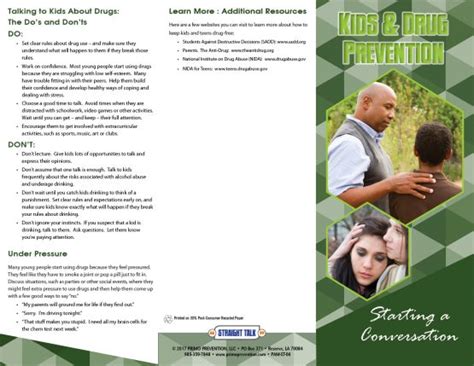 Starting A Conversation Kids And Drug Prevention Pamphlet Primo Prevention
