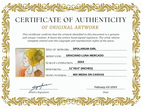 Certificate Of Authenticity For Artwork Editable Certificate Etsy