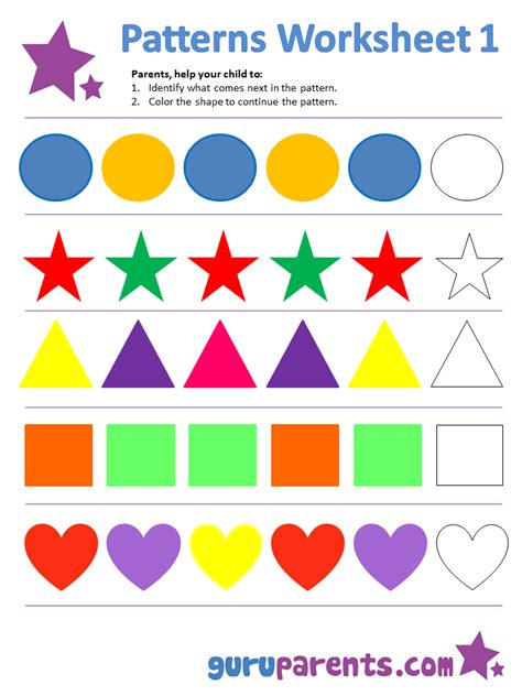 Kindergarten Pattern Worksheets For Fun Learning Style Worksheets