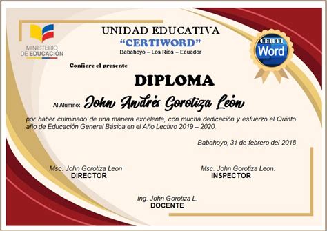 Diploma Editable En Word Plantillas De Diplomas Diplomas Para