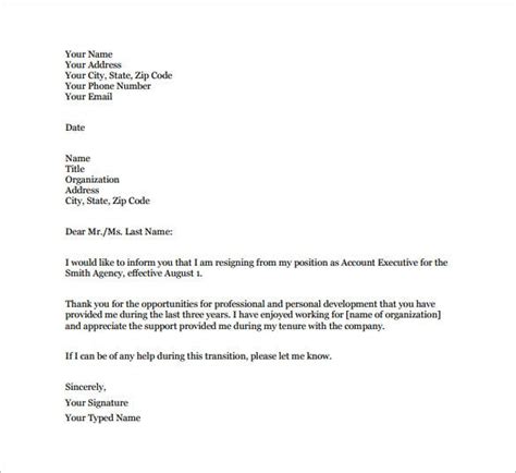 simple resignation letter template   word excel  format