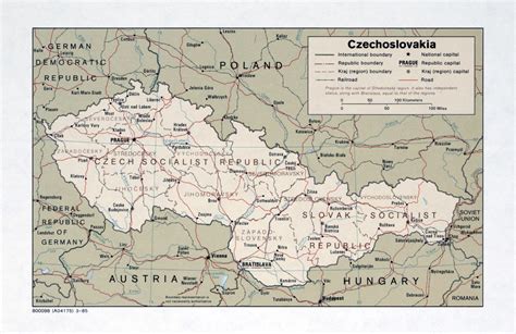 Large Detailed Political And Administrative Map Of Czechoslovakia With Roads And Major Cities