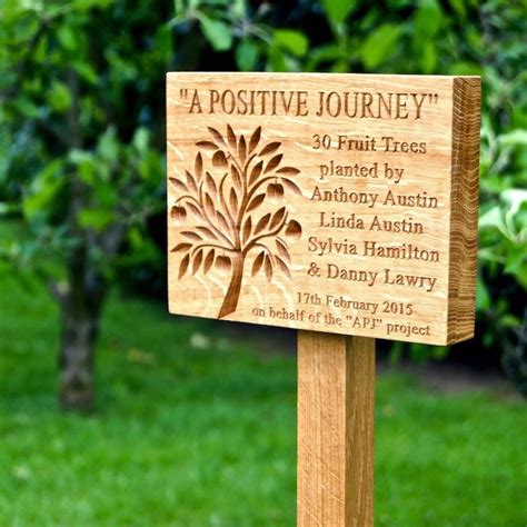 Engraved Oak Tree Memorial Marker By Traditional Wooden Ts