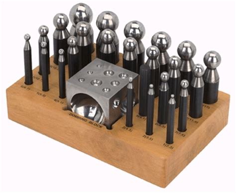 24 Pc Doming Punch And Dapping Block Set On A Stand