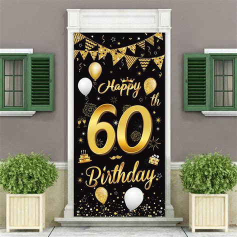 Buy DUAIAI Happy 60th Birthday Party Decorative Door Cover Banner Large