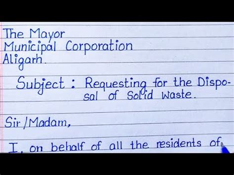 Letter Requesting For The Disposal Of Solid Waste Letter Writing In