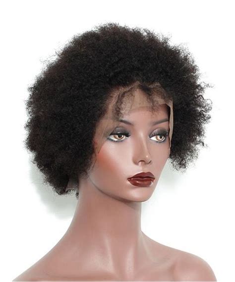 Full Lace Human Hair Wigs Short Afro Kinky Hair 100 Human