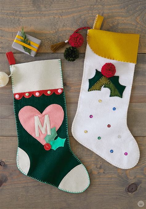 Diy Christmas Stockings With Felt Appliqués And Fun Embellishments