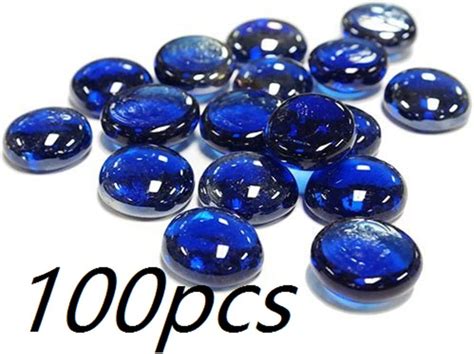 Beenlen Flat Cobalt Blue Glass Marbles Pebbles 135oz For