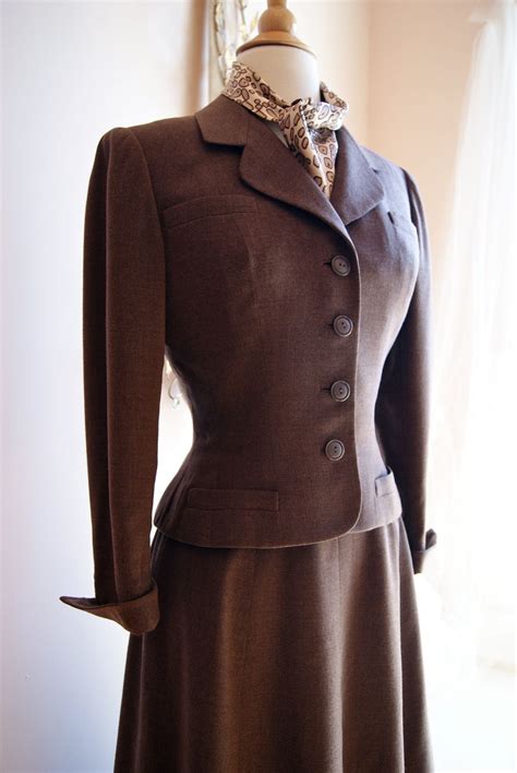 40s Womens Suit Vintage Suit Vintage Late 1940s New Look Brown Wool Suit By Adele Simpson