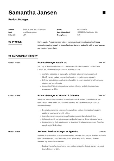 How to use word resume templates. Product Manager Resume Sample, Template, Example, CV ...