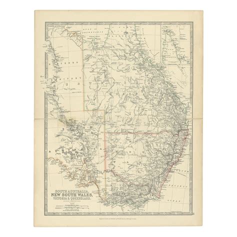 Antique Detailed Map Of New South Wales Queensland And Victoria
