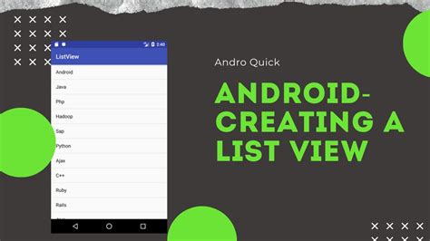 Creating Listviews In Android Android Basics Youtube